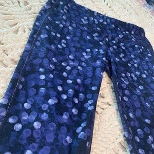 Athleta Polka Dot Leggings Blue White Stretch